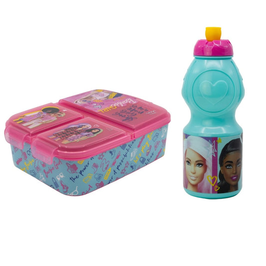 Barbie and Friends 2 teiliges Kinder Set 3 Kammern Brotdose Trinkflasche - WS-Trend.de 400 ml