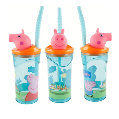 Peppa Pig Wutz 3D Deckel Kinder Trinkbecher Becher integriertem Halm 360ml - WS-Trend.de
