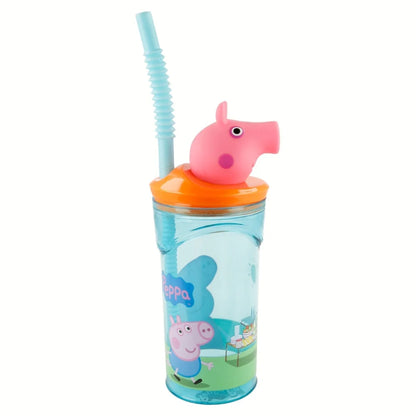 Peppa Pig Wutz 3D Deckel Kinder Trinkbecher Becher integriertem Halm 360ml - WS-Trend.de