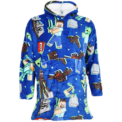 Minecraft Gamer Kuschelponcho Kuscheldecke mit Ärmeln Kapuze Tasche XS-L - WS-Trend.de
