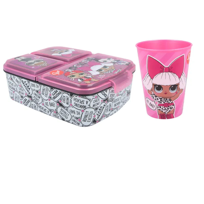 LOL Surprise 2 teiliges Lunch Set - Brotdose 3 Kammern Trinkbecher - WS-Trend.de
