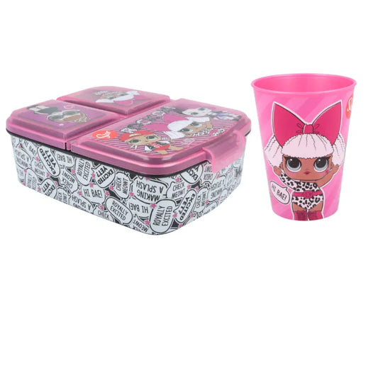 LOL Surprise 2 teiliges Lunch Set - Brotdose 3 Kammern Trinkbecher - WS-Trend.de
