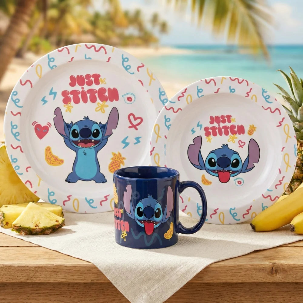 Disney Stitch Kinder Geschirr-Set 3 teilig Becher Teller Schüssel Frühstücksset - WS-Trend.de