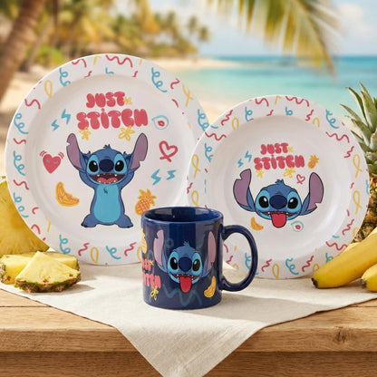 Disney Stitch Kinder Geschirr-Set 3 teilig Becher Teller Schüssel Frühstücksset - WS-Trend.de