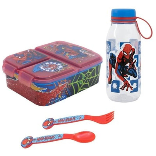 Marvel Spiderman 4 teiliges Kinder Set Brotdose Trinkflasche Besteck - WS-Trend.de