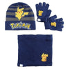 Pokemon Pikachu Kinder Herbst Winter Set Mütze Loop plus Handschuhe 54/56 - Blau, 54/56