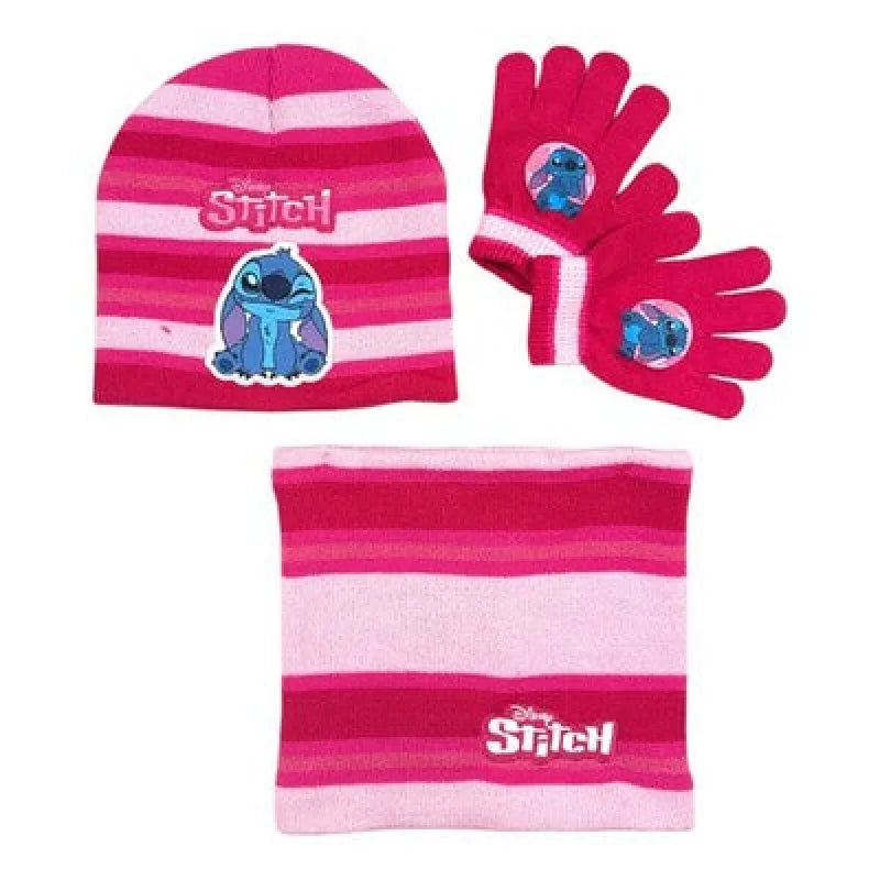 Disney Stitch Set Kinder Herbst 3tlg Wintermütze Snood Handschuhe Gr. 54/56 - Pink - WS-Trend.de
