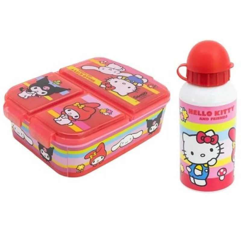 Hello Kitty 2 tlg. Kuromi Melody Set Brotdose 3 Kammern ALU ATrinkflasche 400 ml - WS-Trend.de