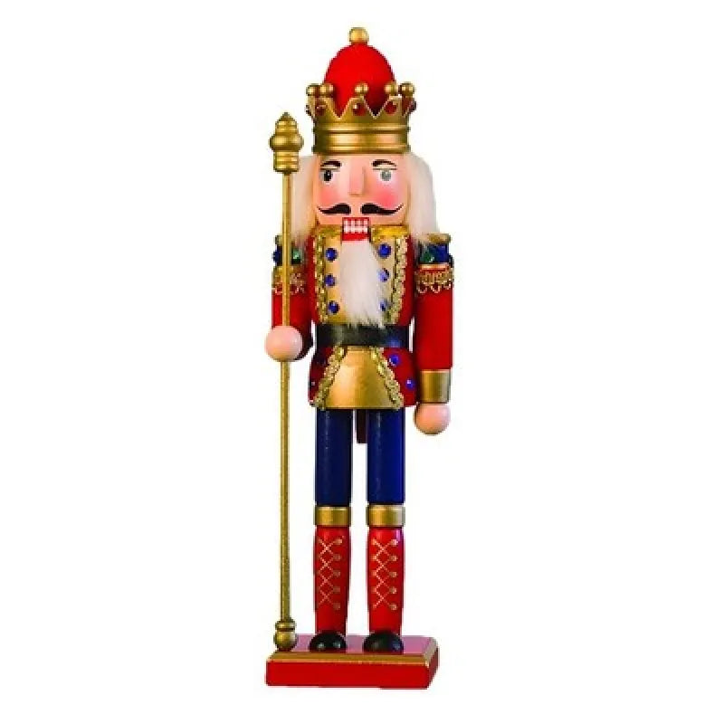 Nussknacker Figur 30 cm – Holz Weihnachtsdekoration König Rot-Gold - Rot - WS-Trend.de