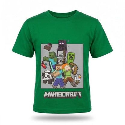 Minecraft Gamer Creeper Kinder T-Shirt Kurzarm Shirt Gr. 116-146 100% Baumwolle - Grün 116 - WS-Trend.de