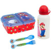 Super Mario Luigi Kinder 4 teiliges Set Brotdose - Gabel Löffel Alu-Trinkflasche