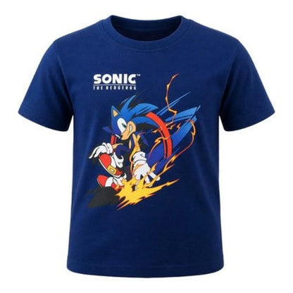 Sonic The Hedgehog Kinder Junge kurzarm T-Shirt Shirt 98-128 - Baumwolle - 104 Dunkeblau - WS-Trend.de