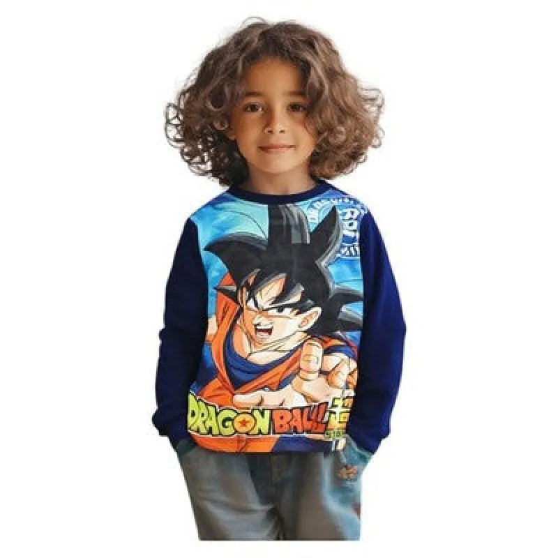 Anime Dragonball Goku Kinder Jungen langarm Shirt Gr. 98 bis 128 Baumwolle - Dunkelblau 116 - WS-Trend.de