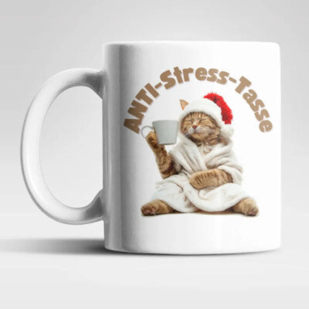Anti Stress Christmas Katze Kaffeetasse Teetasse Geschenkidee 330 ml - WS-Trend.de