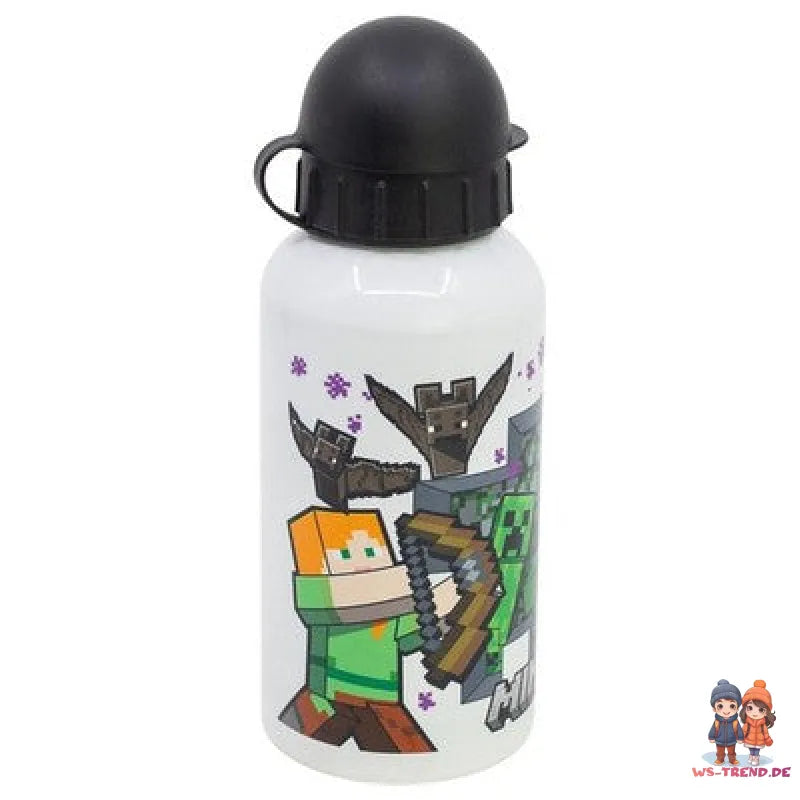 Minecraft Steve Alex Creeper Kinder Aluminium Trinkflasche 400 ml - WS-Trend.de