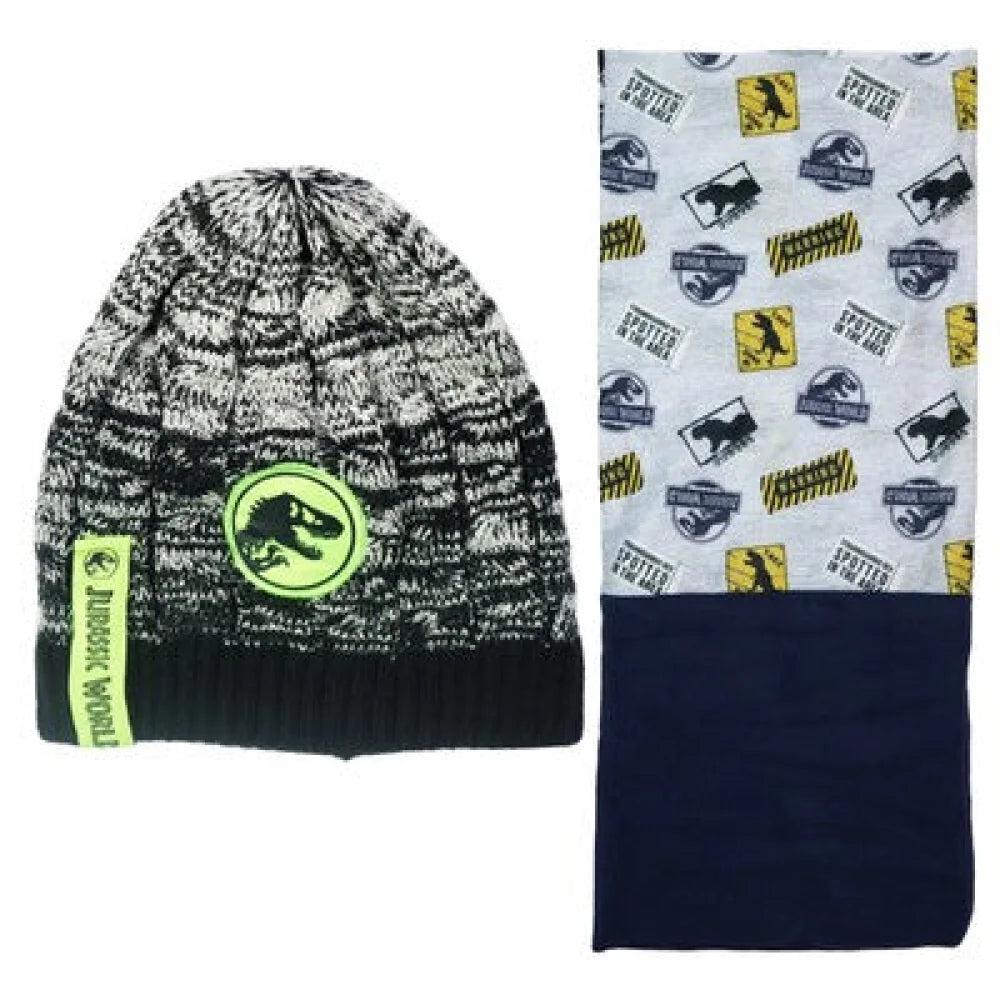 Jurassic World Kinder Herbst Winter Set Mütze Loopschal Schal Loop - WS-Trend.de