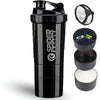 Sportflasche Wasserflasche Trinkflasche Flasche zum mixen Proteinshaker 500 ml - Schwarz, 500