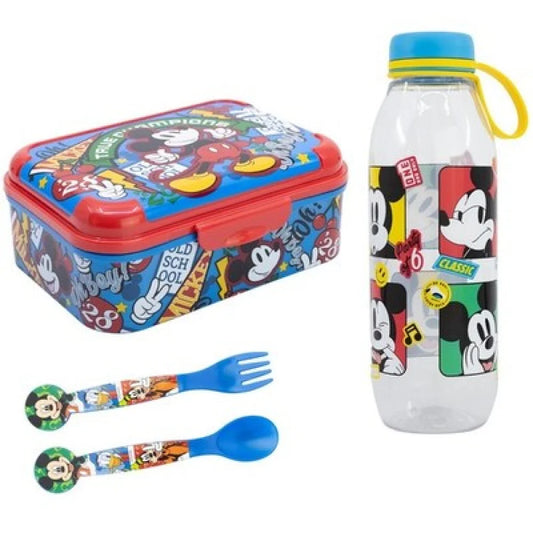 Disney Mickey Maus 4 tlg Lunch Set Brotdose Trinkflasche Löffel Gabel - WS-Trend.de