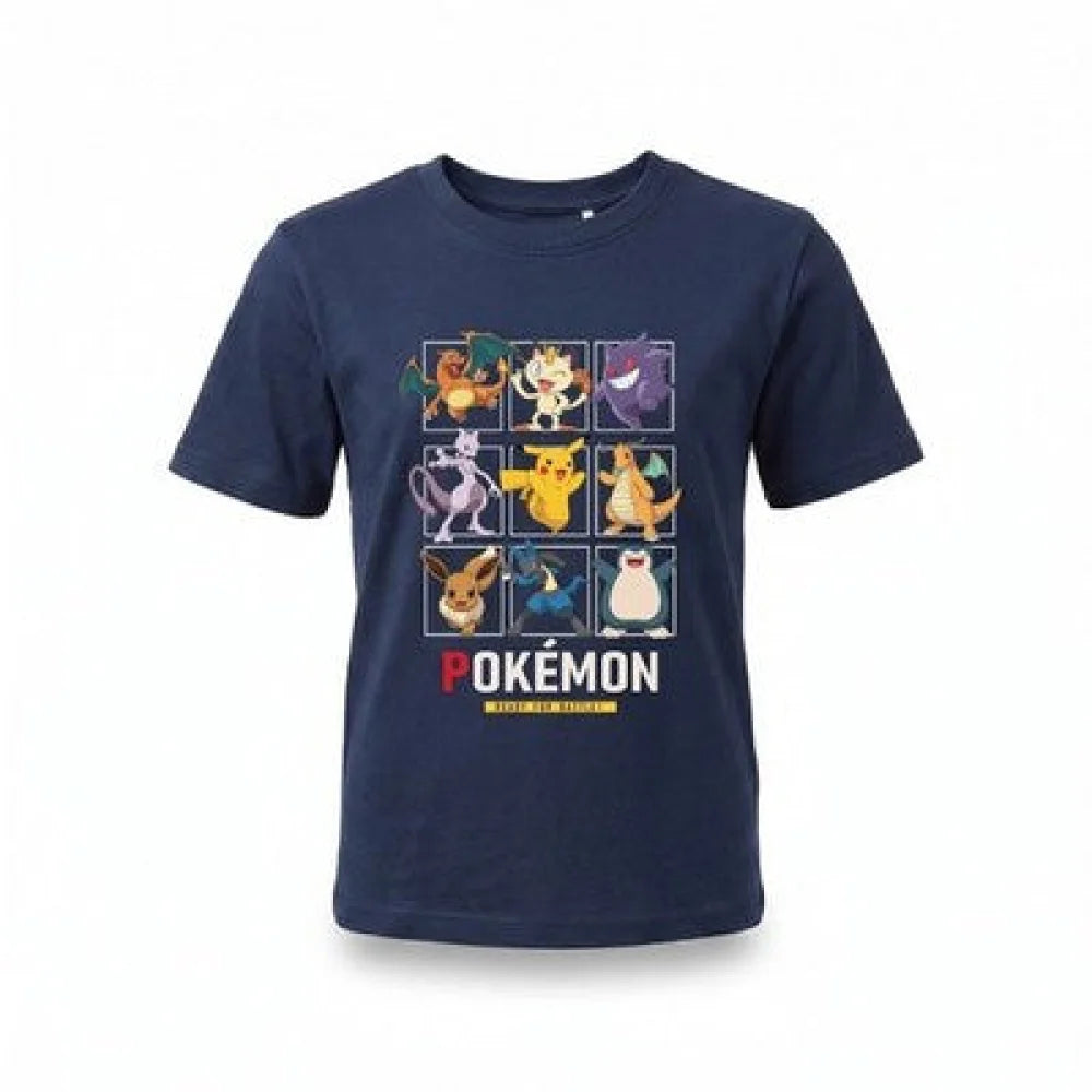 Pokemon Pikachu Jungen T-Shirt Kurzarm Shirt Gr. 98-128 100% Baumwolle - 104 Dunkelblau - WS-Trend.de
