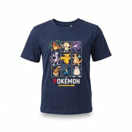 Pokemon Pikachu Jungen T-Shirt Kurzarm Shirt Gr. 98-128 100% Baumwolle - 104 Dunkelblau - WS-Trend.de