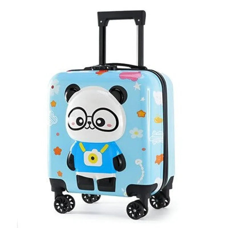 Panda 3D Kinder Trolley Kinderkoffer ABS Kindertrolley Jungen Mädchen 44x36x24 - Blau - WS-Trend.de