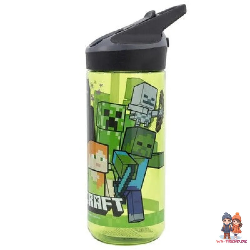 Minecraft Steve Alex Creeper Trinkflasche Flasche 620 ml. Haltegriff und Halm - WS-Trend.de