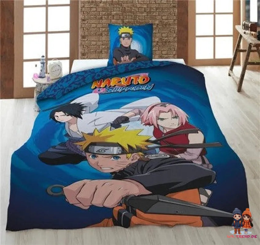 Naruto Shippuden Sasuke Sakura Flanell Bettwäsche 2tlg Set 135x200 80x80 cm - WS-Trend.de