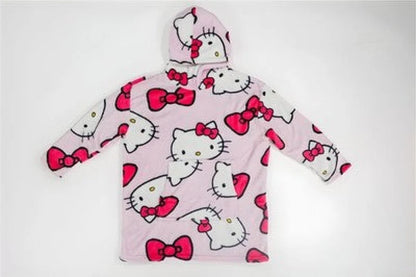 Hello Kitty Kuschelponcho Kuscheldecke mit Ärmeln Kapuze Tasche S-L - WS-Trend.de