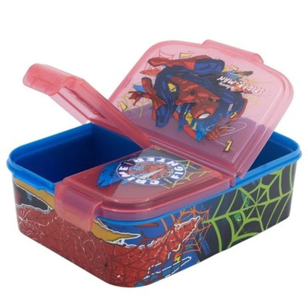Marvel Spiderman 4 teiliges Kinder Set Brotdose Trinkflasche Besteck - WS-Trend.de
