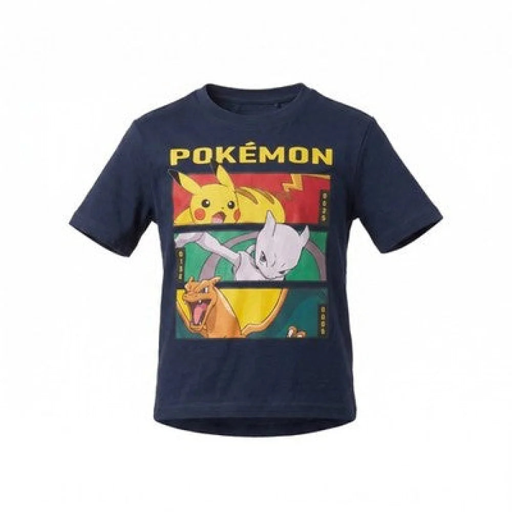 Pokemon Pikachu Jungen T-Shirt Kurzarm Shirt Gr. 98-128 100% Baumwolle - 104 Blau - WS-Trend.de