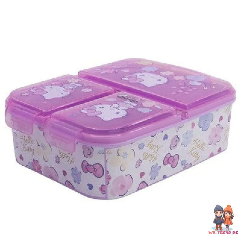 Hello Kitty 2 tlg. Lunch Set 3 Kammer Brotdose Alu Trinkflasche 530 ml - WS-Trend.de