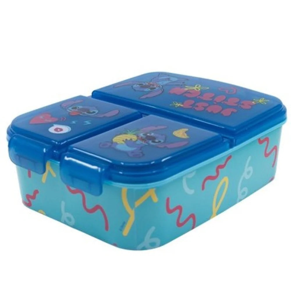 Disney Stitch 2 tlg. Lunch Set Brotdose mit 3 Kammern Alu-Trinkflasche - WS-Trend.de