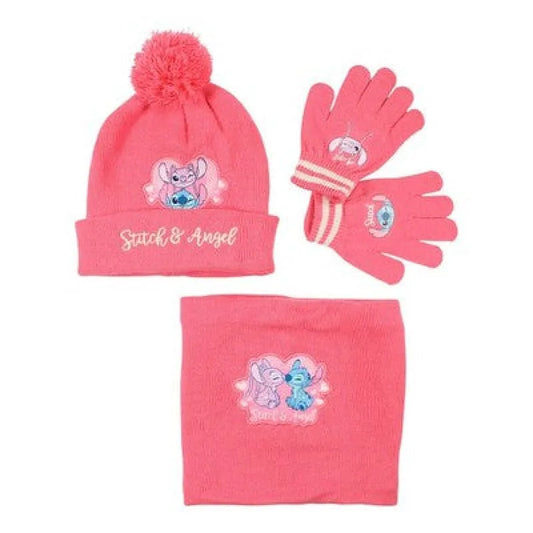 Disney Stitch Set Kinder Herbst 3tlg Wintermütze Snood Handschuhe Gr. 54/56 - Rosa - WS-Trend.de
