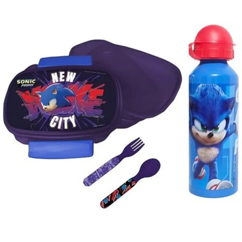 Sonic the Hedgehog 4 teiliges Lunch Set Brotdose Besteck Alu-Trinkflasche - WS-Trend.de
