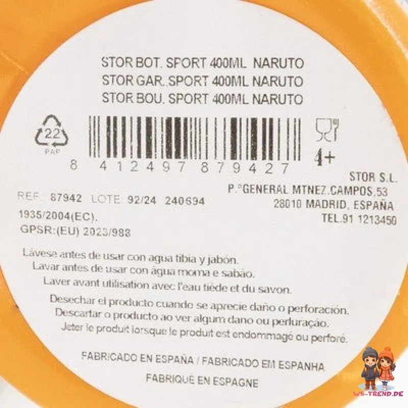 Anime Naruto Shippuden 2 tlg Lunchset Brotdose plus Trinkflasche 400 ml - WS-Trend.de