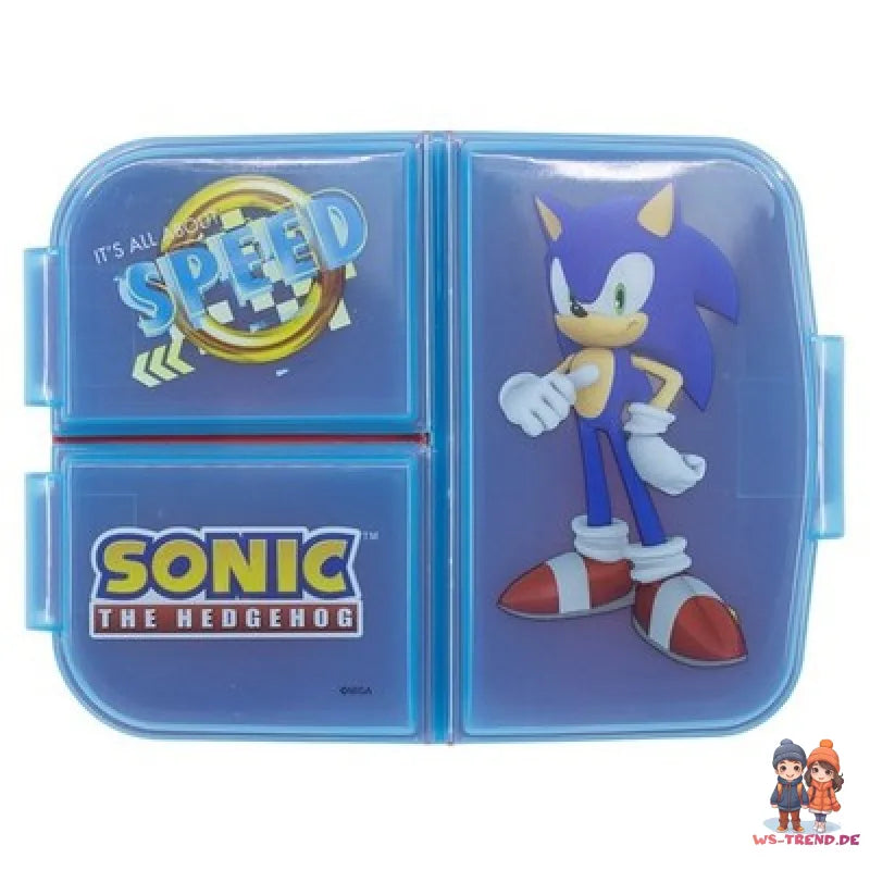 Sonic the Hedgehog 4 teiliges Lunch Set Brotdose mit 3 Kammern Alu-Trinkflasche - WS-Trend.de