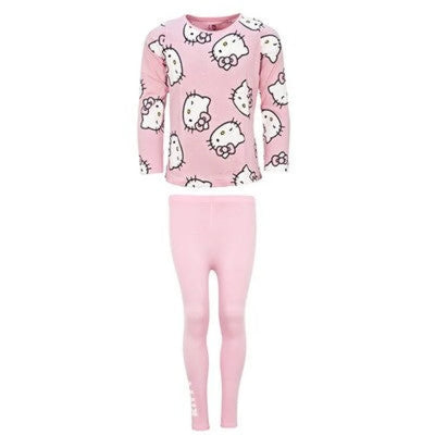 Hello Kitty Kinder Mädchen Schlafanzug Set – Rosa & Grau - Ansicht 2