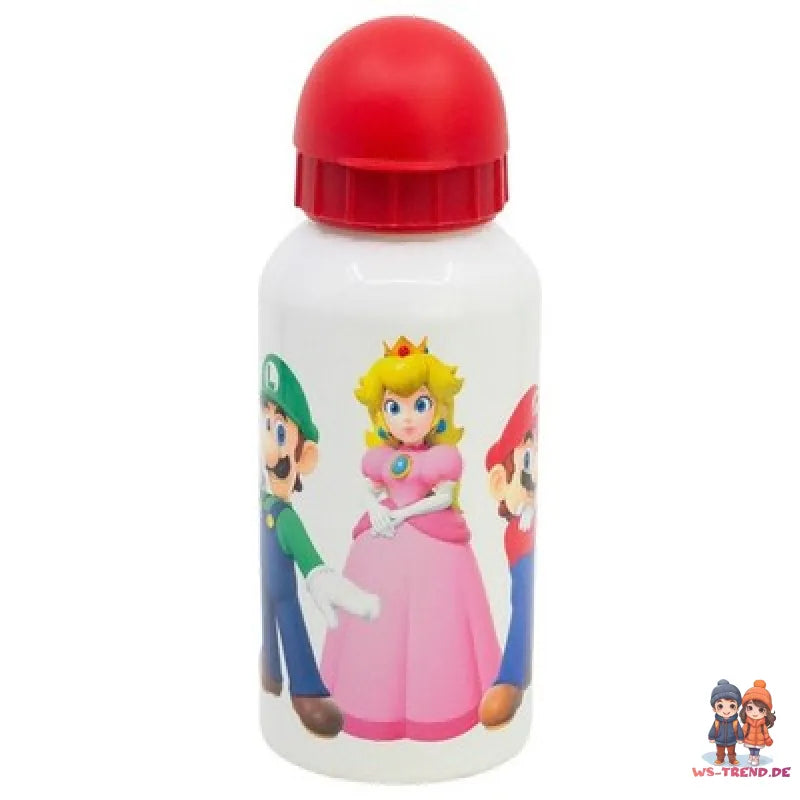 Super Mario Luigi Kinder 4 teiliges Set Brotdose - Gabel Löffel Alu-Trinkflasche - WS-Trend.de