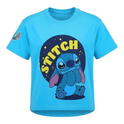 Disney Stitch Kinder Jungen T-Shirt Kurzarm Shirt Gr. 98 bis 128 Baumwolle - Blau 104 - WS-Trend.de