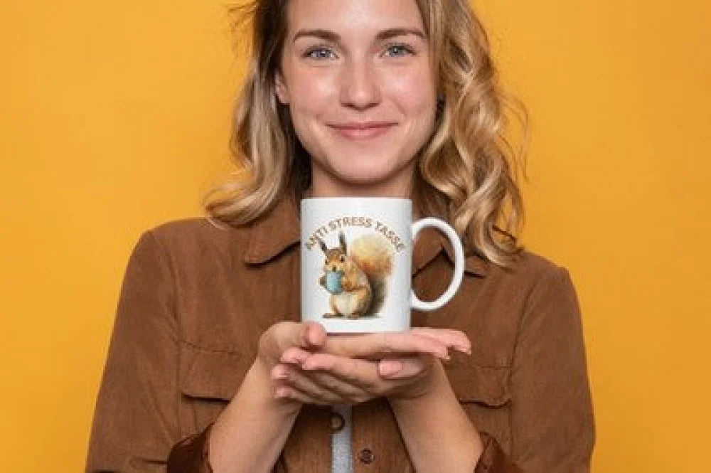Anti Stress Eichhörnchen Kaffeetasse Teetasse Tasse Geschenkidee - WS-Trend.de