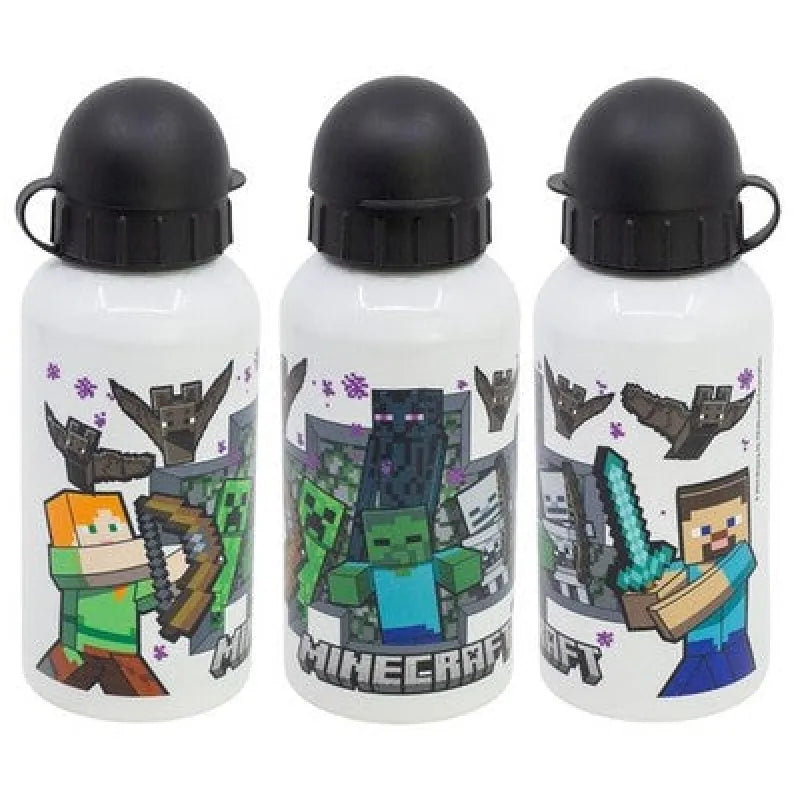 Minecraft Steve Alex Creeper Kinder Aluminium Trinkflasche 400 ml - WS-Trend.de