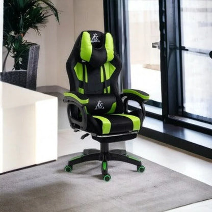Gaming-Stuhl Drehstuhl verstellbare Rückenlehne 2 Kissen Fußstütze - WS-Trend.de
