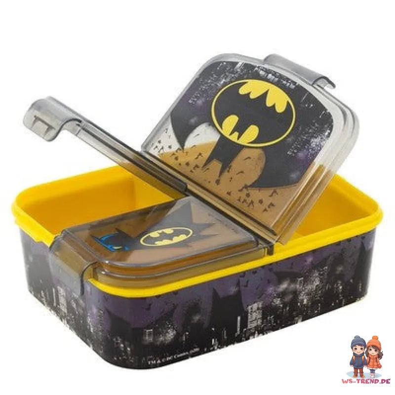 DC Comics Batman Kinder 2 teiliges Set 3 Kammer Brotdose Edelstahl Trinkflasche - WS-Trend.de