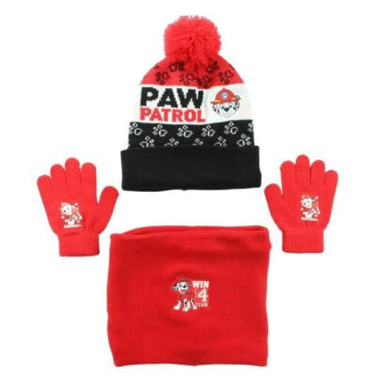 Paw Patrol Marshall Kinder 3tlg Set Winter Mütze plus Handschuhe Snood Gr.52 54 WS Trend.de