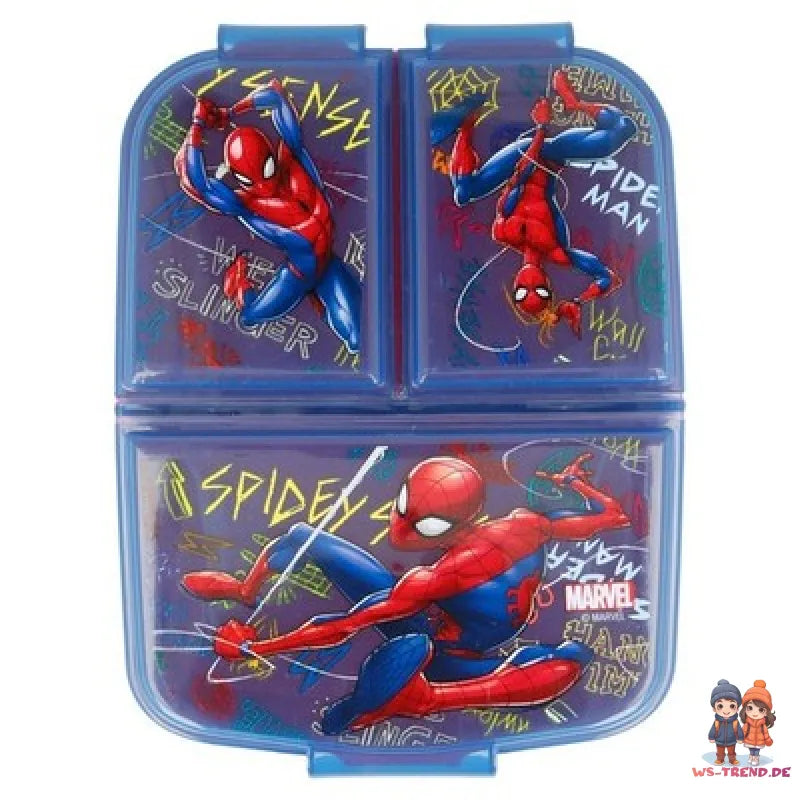 Marvel Spiderman 2 teiliges Kinder Set 3 Kammern Brotdose Alu Trinkflasche - WS-Trend.de