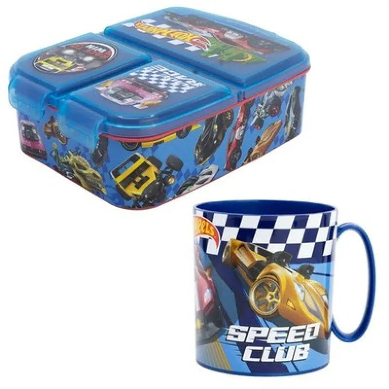 Hot Wheels Race 2 tlg. Lunch Set Brotdose 3 Kammer Becher 350 ml - WS-Trend.de