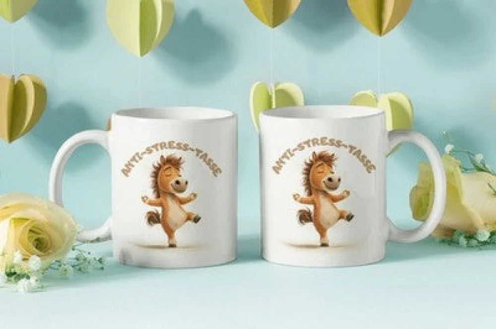 Anti Stress Pferd Yoga Kaffeetasse Teetasse Tasse Geschenkidee 325 ml - WS-Trend.de
