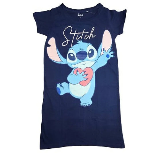 Disney Stitch Damen kurzarm Schlafshirt Nachthemd Langshirt S XL Baumwolle WS Trend.de