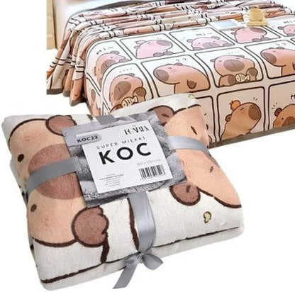 Capybara Flanell Decke XL - Warme Kuscheldecke 150x210 cm - WS-Trend.de