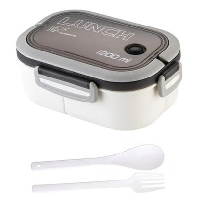 3-teiliges Kinder-Lunch-Set – Brotdose 1200 ml mit Doppel-Fächer Besteck - Rot - WS-Trend.de